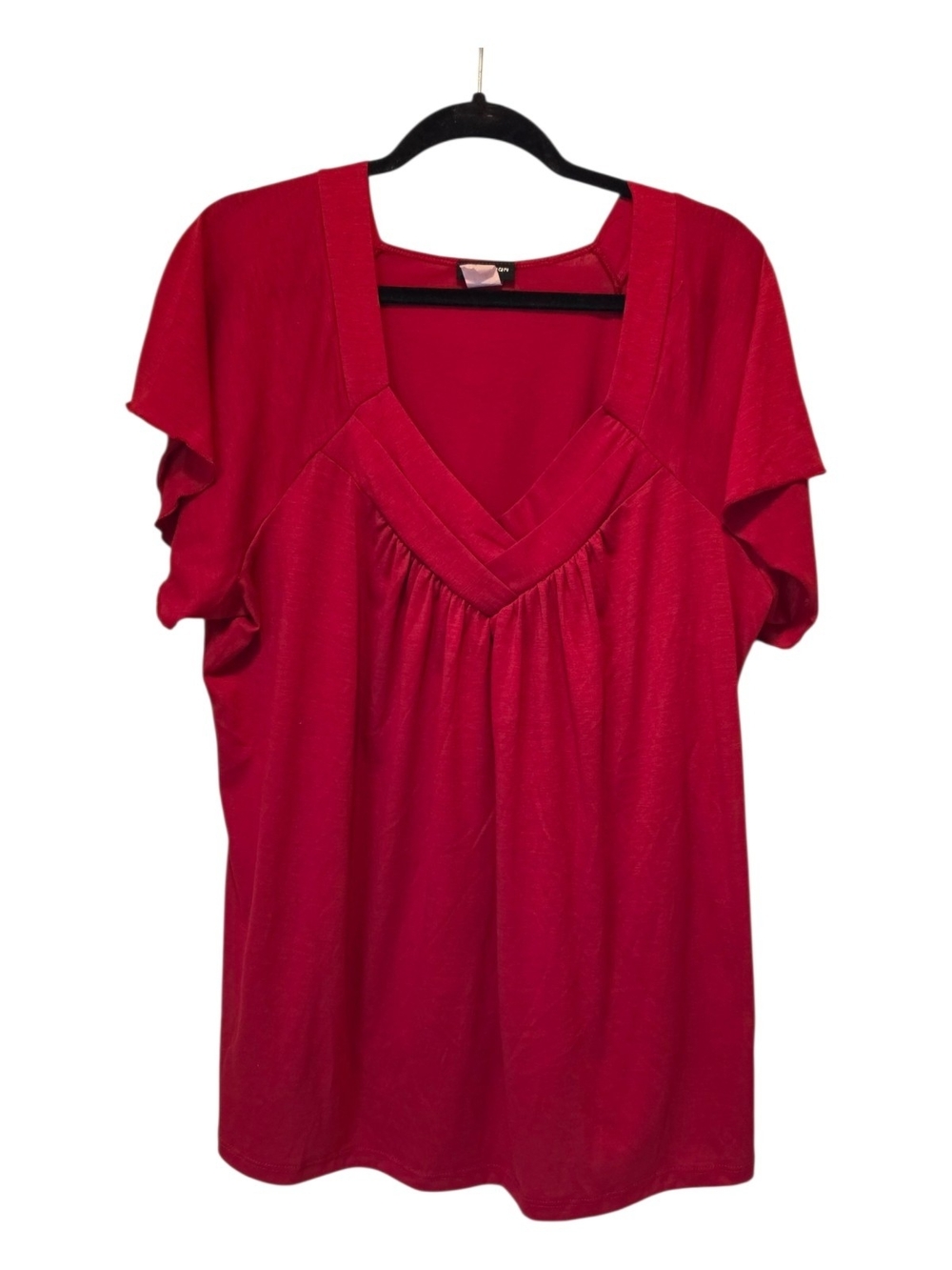 Perseption Red V-Neck Short Sleeve Flutter Top Size 3X